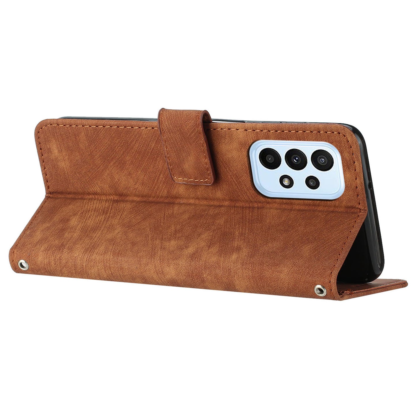 Skin-touch Feeling Wallet Case for Samsung Galaxy A33 5G , Lines Imprinted Stand PU Leather Phone Cover