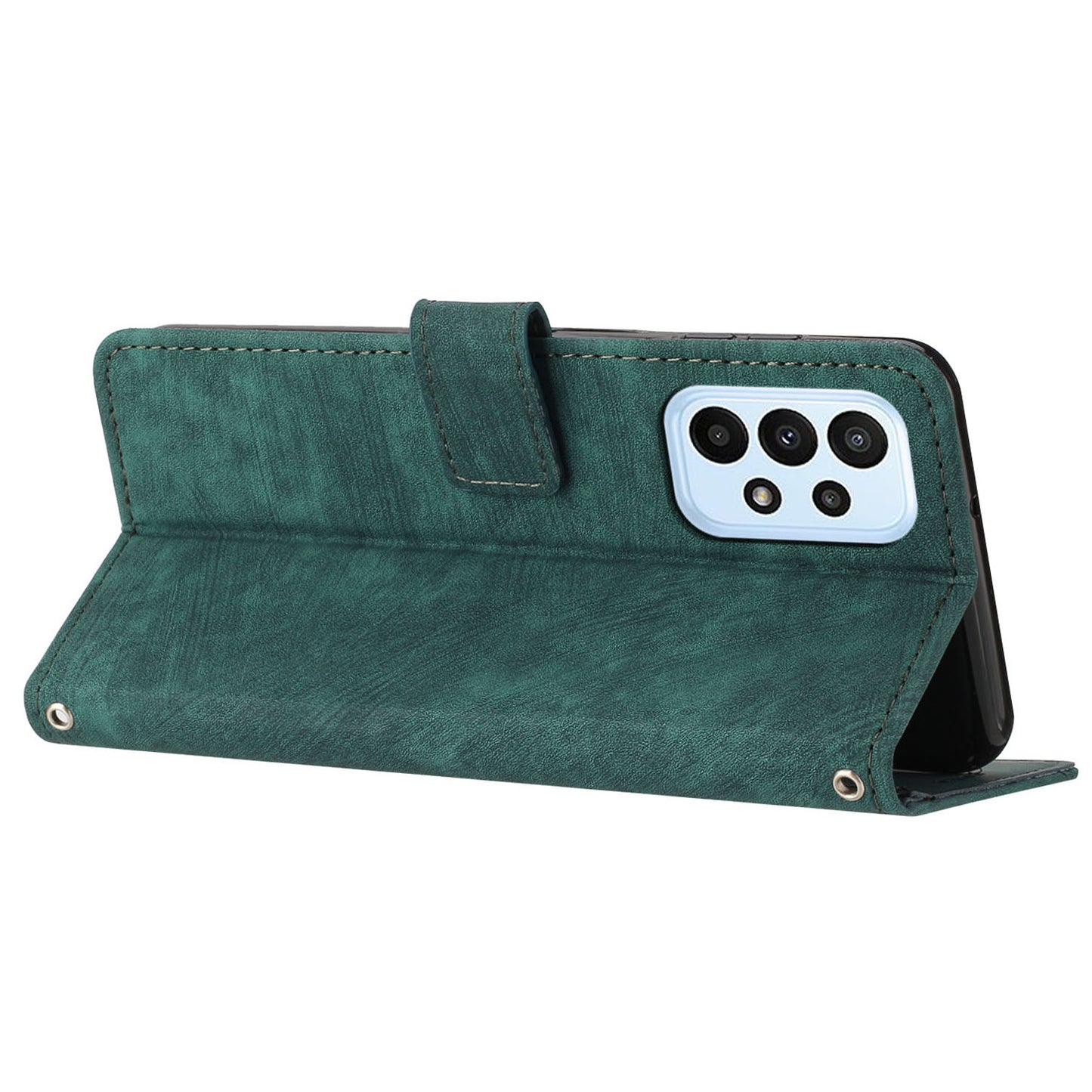 Skin-touch Feeling Wallet Case for Samsung Galaxy A33 5G , Lines Imprinted Stand PU Leather Phone Cover