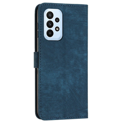 Skin-touch Feeling Wallet Case for Samsung Galaxy A33 5G , Lines Imprinted Stand PU Leather Phone Cover