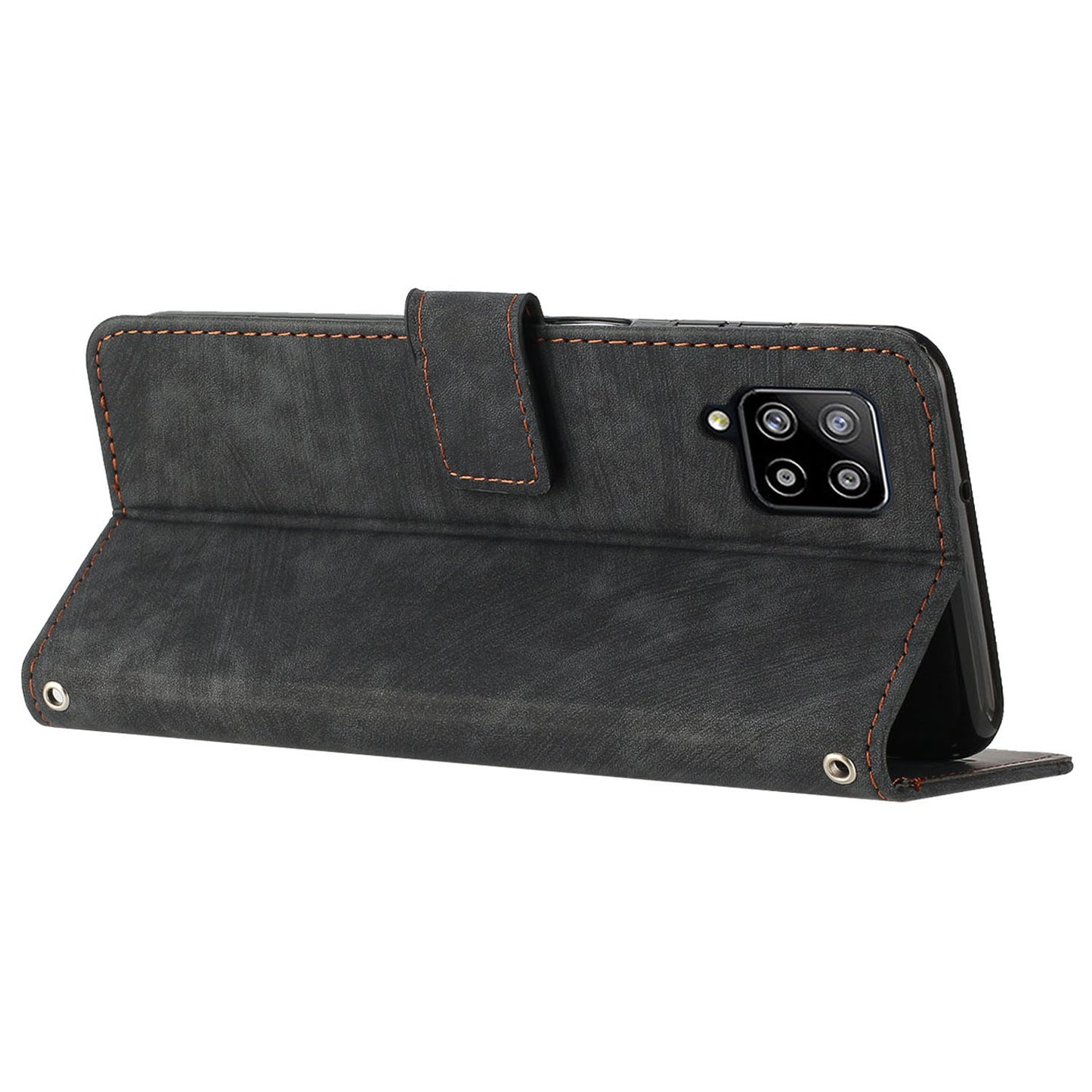 For Samsung Galaxy A42 5G / M42 5G Imprinted Lines Stand Phone Cover Wallet Case PU Leather Flip Shell