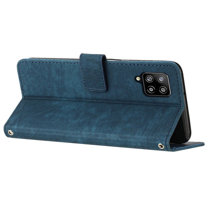 For Samsung Galaxy A42 5G / M42 5G Imprinted Lines Stand Phone Cover Wallet Case PU Leather Flip Shell