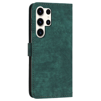 For Samsung Galaxy S23 Ultra Wallet Phone Case Crossbody PU Leather Stand Lines Imprinted Flip Cover