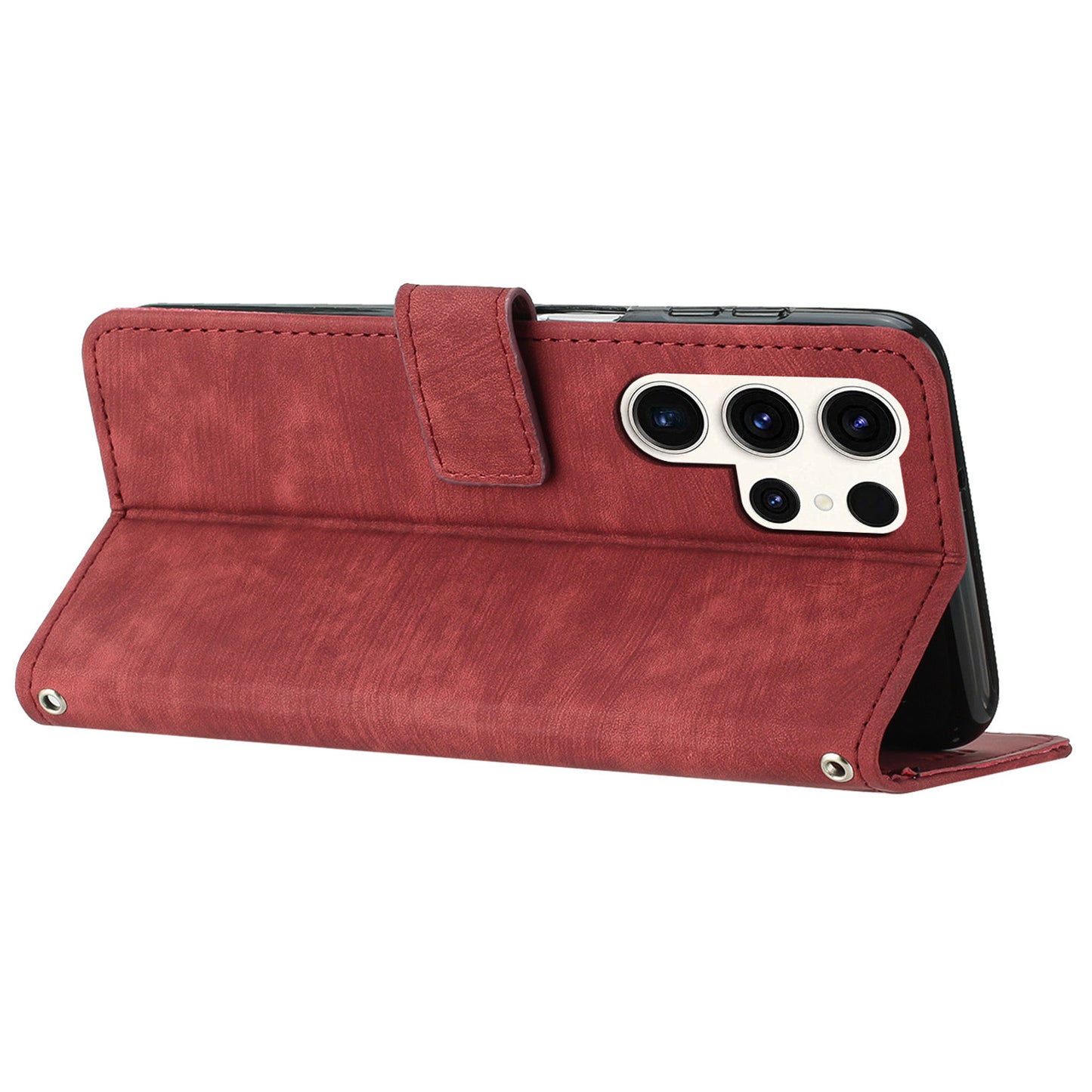 For Samsung Galaxy S23 Ultra Wallet Phone Case Crossbody PU Leather Stand Lines Imprinted Flip Cover