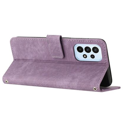 PU Leather Phone Case for Samsung Galaxy A23 4G / A23 5G (Global Version) / M23 5G / F23 5G / M13 4G , Lines Imprinted Stand Flip Wallet Cover