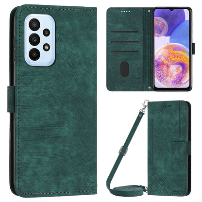 PU Leather Phone Case for Samsung Galaxy A23 4G / A23 5G (Global Version) / M23 5G / F23 5G / M13 4G , Lines Imprinted Stand Flip Wallet Cover