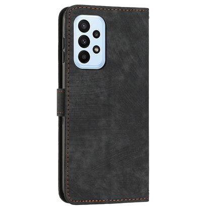 PU Leather Phone Case for Samsung Galaxy A23 4G / A23 5G (Global Version) / M23 5G / F23 5G / M13 4G , Lines Imprinted Stand Flip Wallet Cover