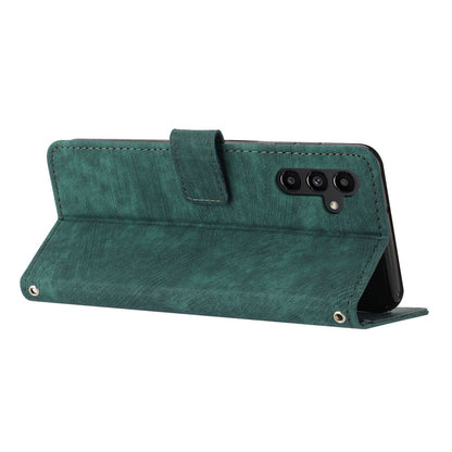 For Samsung Galaxy A24 4G PU Leather Skin-Touch Phone Case Lines Imprinted Wallet Cover Stand