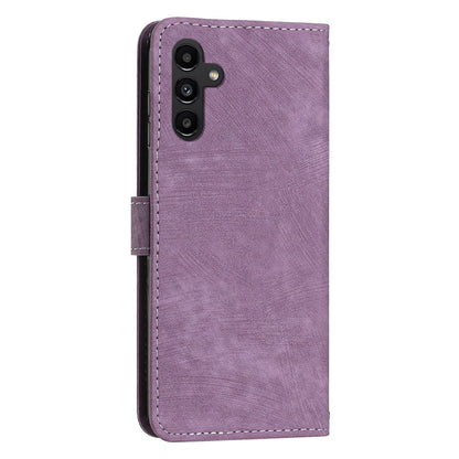 For Samsung Galaxy A24 4G PU Leather Skin-Touch Phone Case Lines Imprinted Wallet Cover Stand
