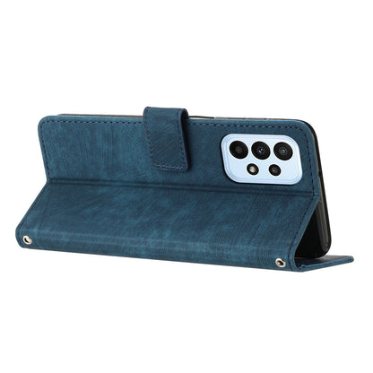 For Samsung Galaxy A73 5G PU Leather Flip Cover Skin-Touch Lines Imprinted Wallet Phone Case