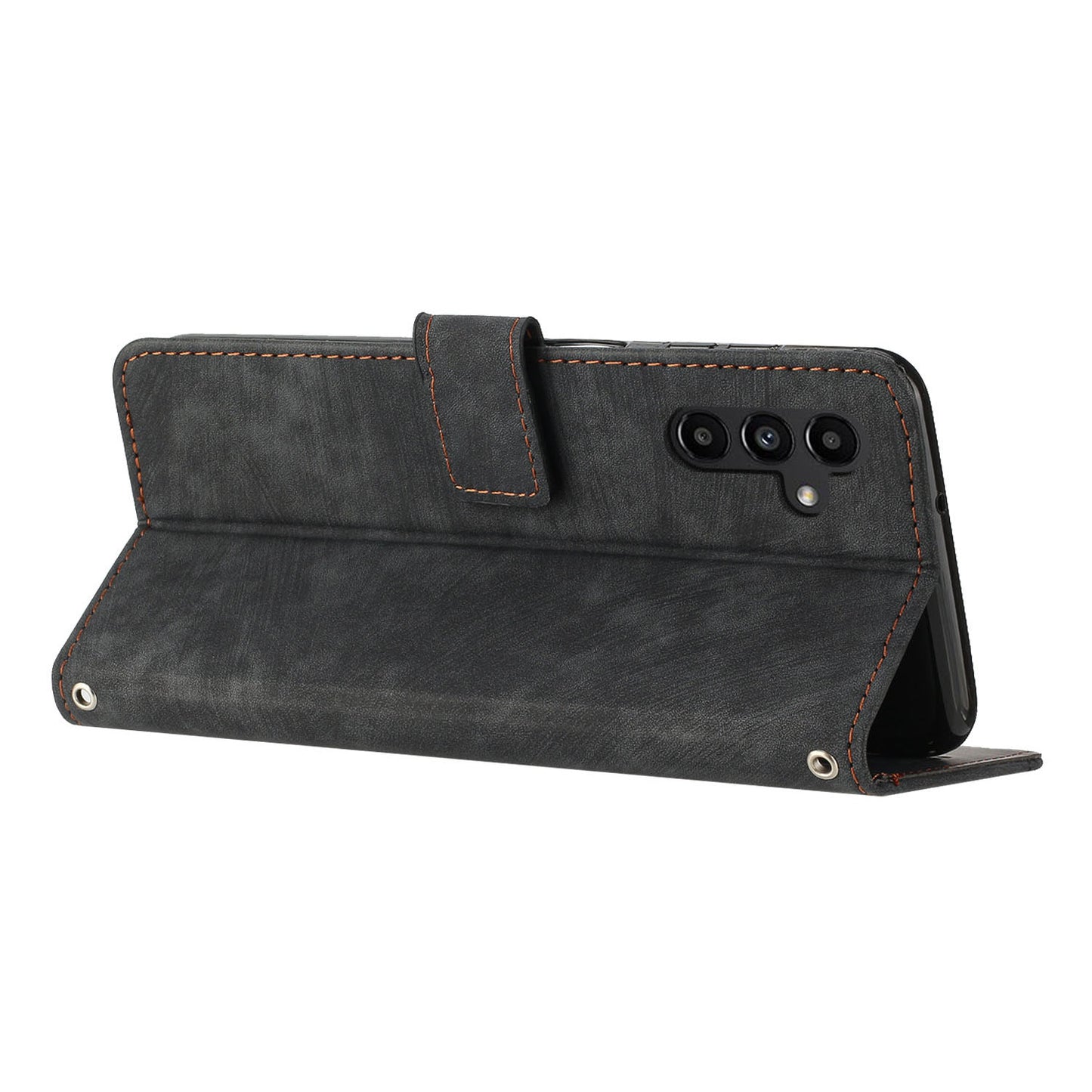 Lines Imprinted PU Leather Flip Cover for Samsung Galaxy A54 5G Skin-Touch Wallet Phone Case with Stand