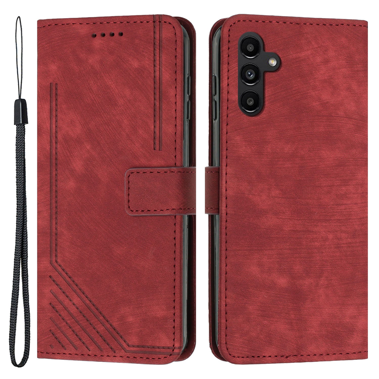 Lines Imprinted PU Leather Flip Cover for Samsung Galaxy A54 5G Skin-Touch Wallet Phone Case with Stand