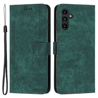 Lines Imprinted PU Leather Flip Cover for Samsung Galaxy A54 5G Skin-Touch Wallet Phone Case with Stand