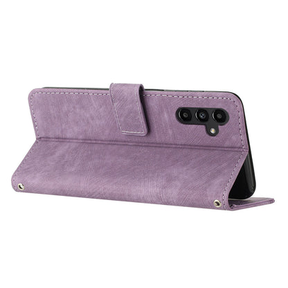 Lines Imprinted PU Leather Flip Cover for Samsung Galaxy A54 5G Skin-Touch Wallet Phone Case with Stand