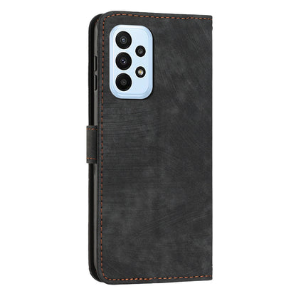 For Samsung Galaxy A72 4G / 5G Wallet Phone Case Skin-Touch Lines Imprinted PU Leather Flip Cover