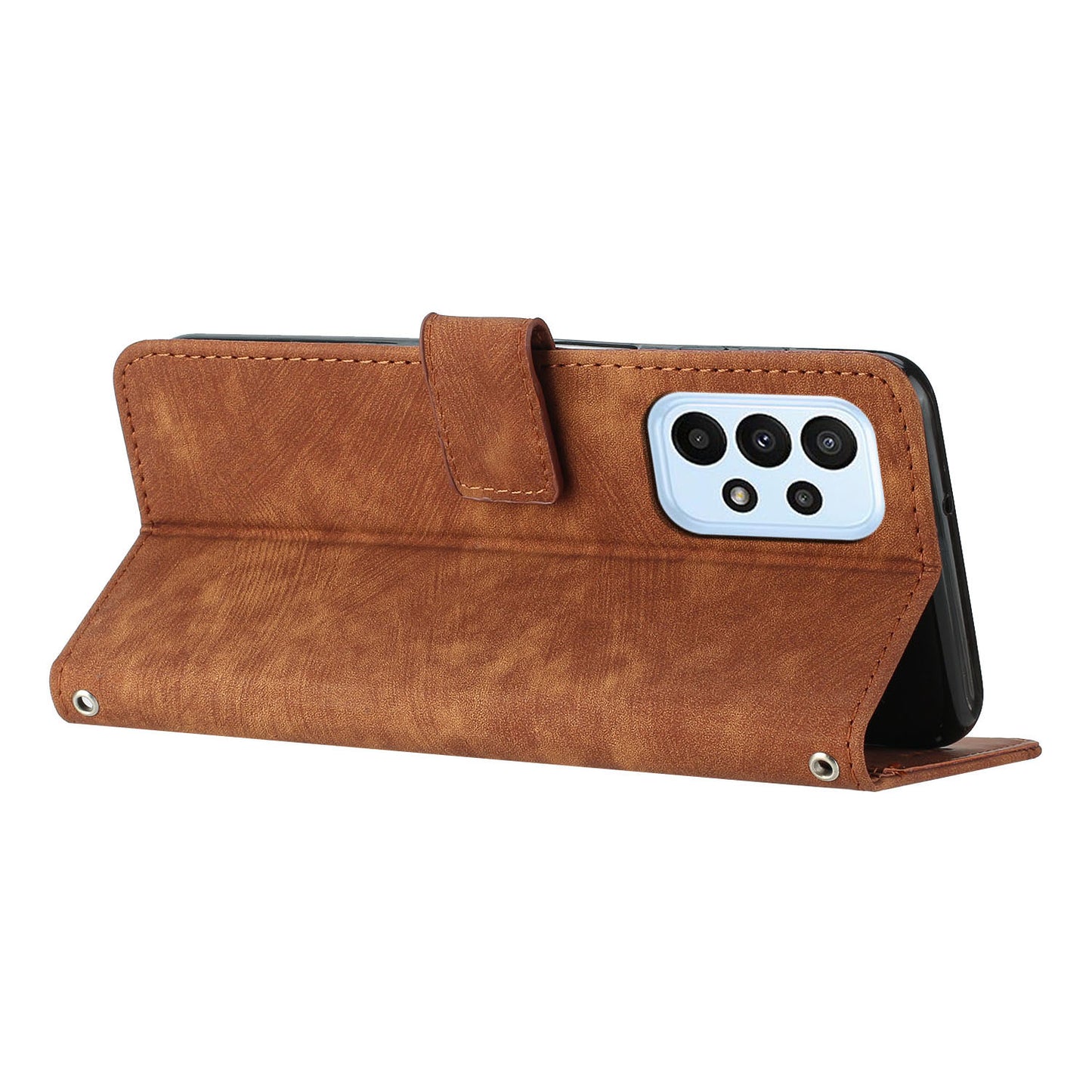 For Samsung Galaxy A72 4G / 5G Wallet Phone Case Skin-Touch Lines Imprinted PU Leather Flip Cover