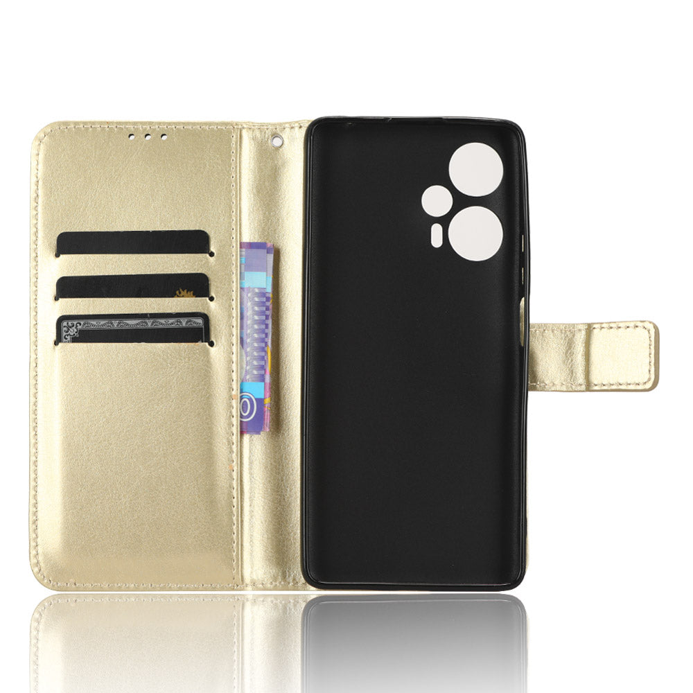 For Xiaomi Redmi Note 12 Turbo 5G / Poco F5 5G Wallet Stand Protective Phone Case Crazy Horse Texture Leather Cover