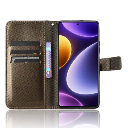 For Xiaomi Redmi Note 12 Turbo 5G / Poco F5 5G Cell Phone Case Stand Wallet Leather Diamond Texture Cover