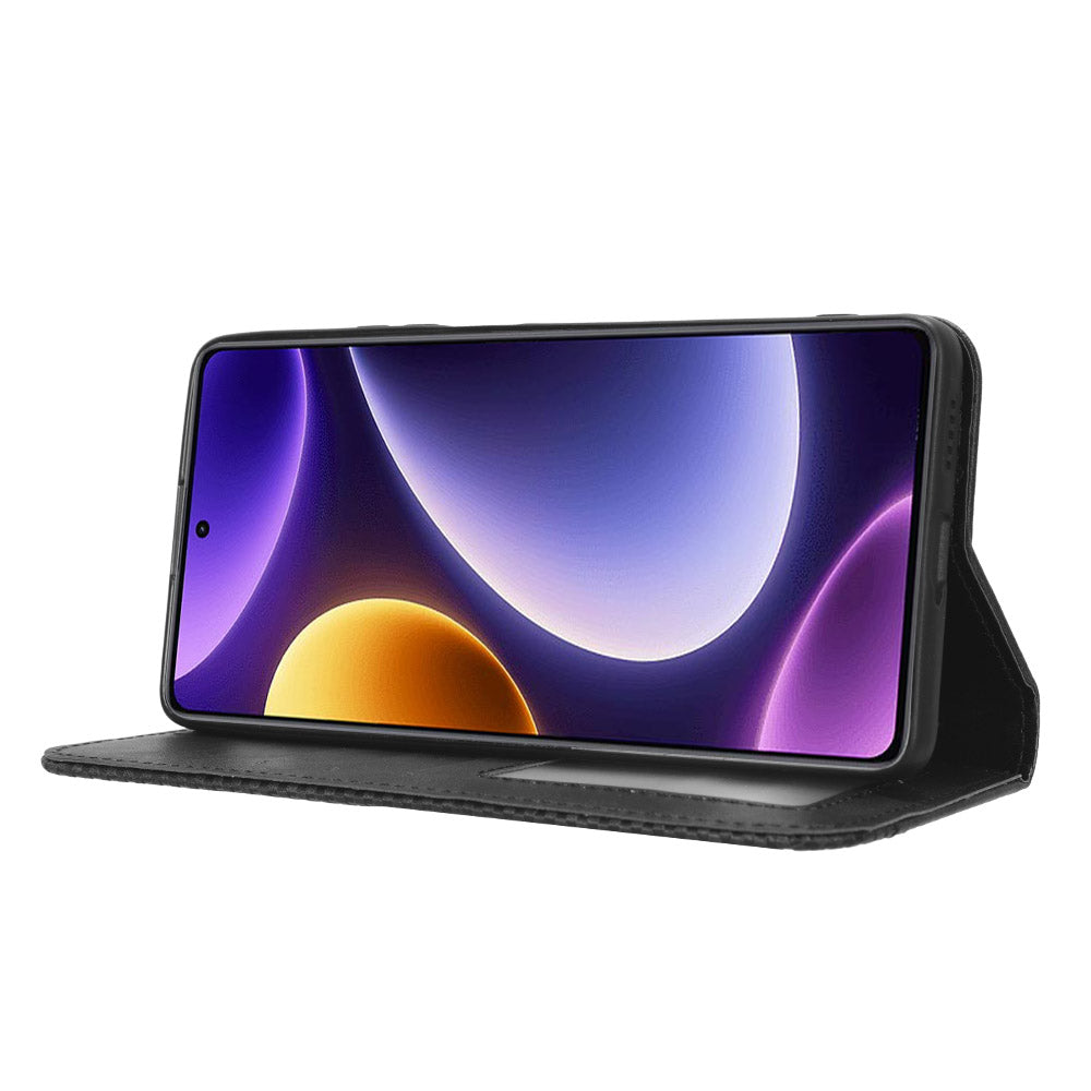 For Xiaomi Redmi Note 12 Turbo 5G / Poco F5 5G PU Leather Phone Wallet Case Foldable Stand Retro Cell Phone Cover