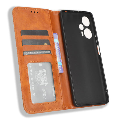 For Xiaomi Redmi Note 12 Turbo 5G / Poco F5 5G PU Leather Phone Wallet Case Foldable Stand Retro Cell Phone Cover