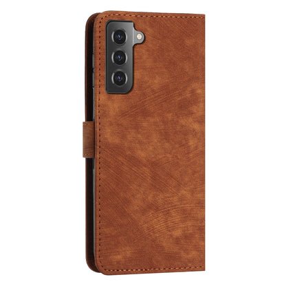 Shockproof Case for Samsung Galaxy S22 5G Wallet Phone Shell Skin-Touch Lines Imprinted PU Leather Cover