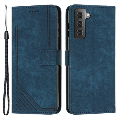 Shockproof Case for Samsung Galaxy S22 5G Wallet Phone Shell Skin-Touch Lines Imprinted PU Leather Cover
