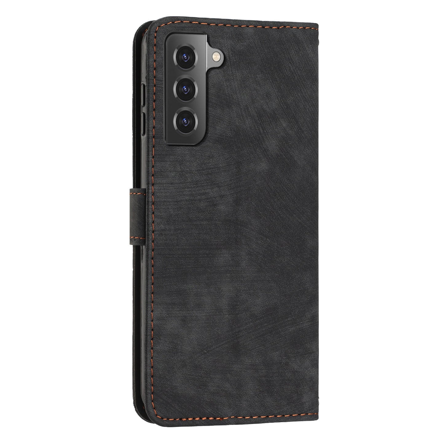 For Samsung Galaxy S22+ 5G Skin-Touch Shockproof Case Lines Imprinted PU Leather Wallet Phone Cover