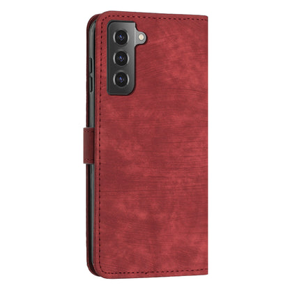 For Samsung Galaxy S22+ 5G Skin-Touch Shockproof Case Lines Imprinted PU Leather Wallet Phone Cover