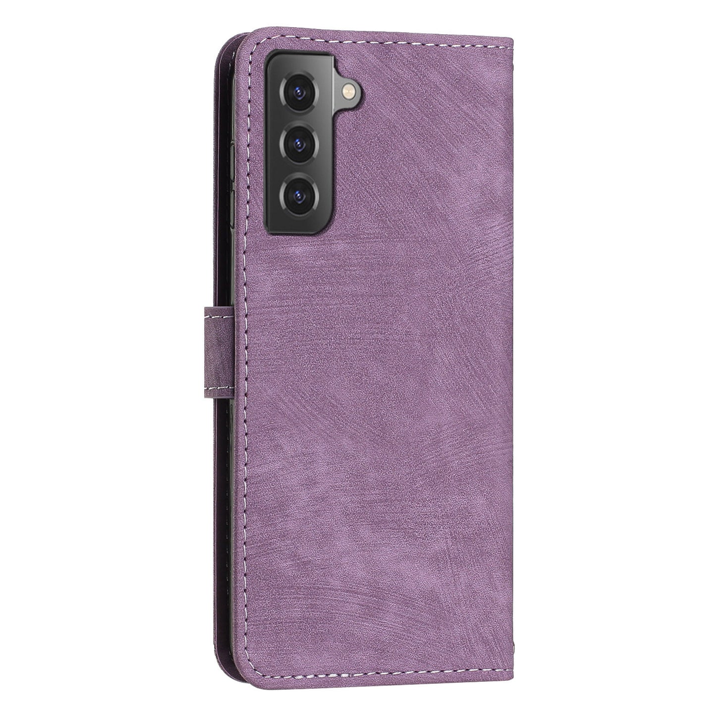 For Samsung Galaxy S22+ 5G Skin-Touch Shockproof Case Lines Imprinted PU Leather Wallet Phone Cover