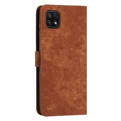 For Samsung Galaxy A22 5G (EU Version) Wallet Phone Case Skin-Touch Lines Imprinted PU Leather Cover