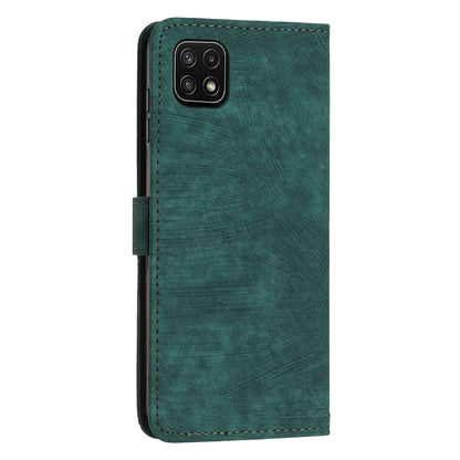 For Samsung Galaxy A22 5G (EU Version) Wallet Phone Case Skin-Touch Lines Imprinted PU Leather Cover