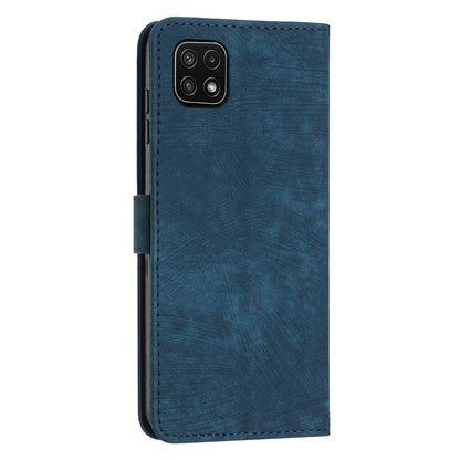 For Samsung Galaxy A22 5G (EU Version) Wallet Phone Case Skin-Touch Lines Imprinted PU Leather Cover