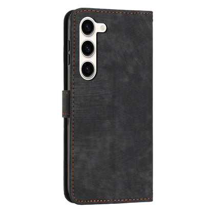 Skin-Touch PU Leather Flip Cover for Samsung Galaxy S23+ Lines Imprinted Stand Phone Case with Wallet