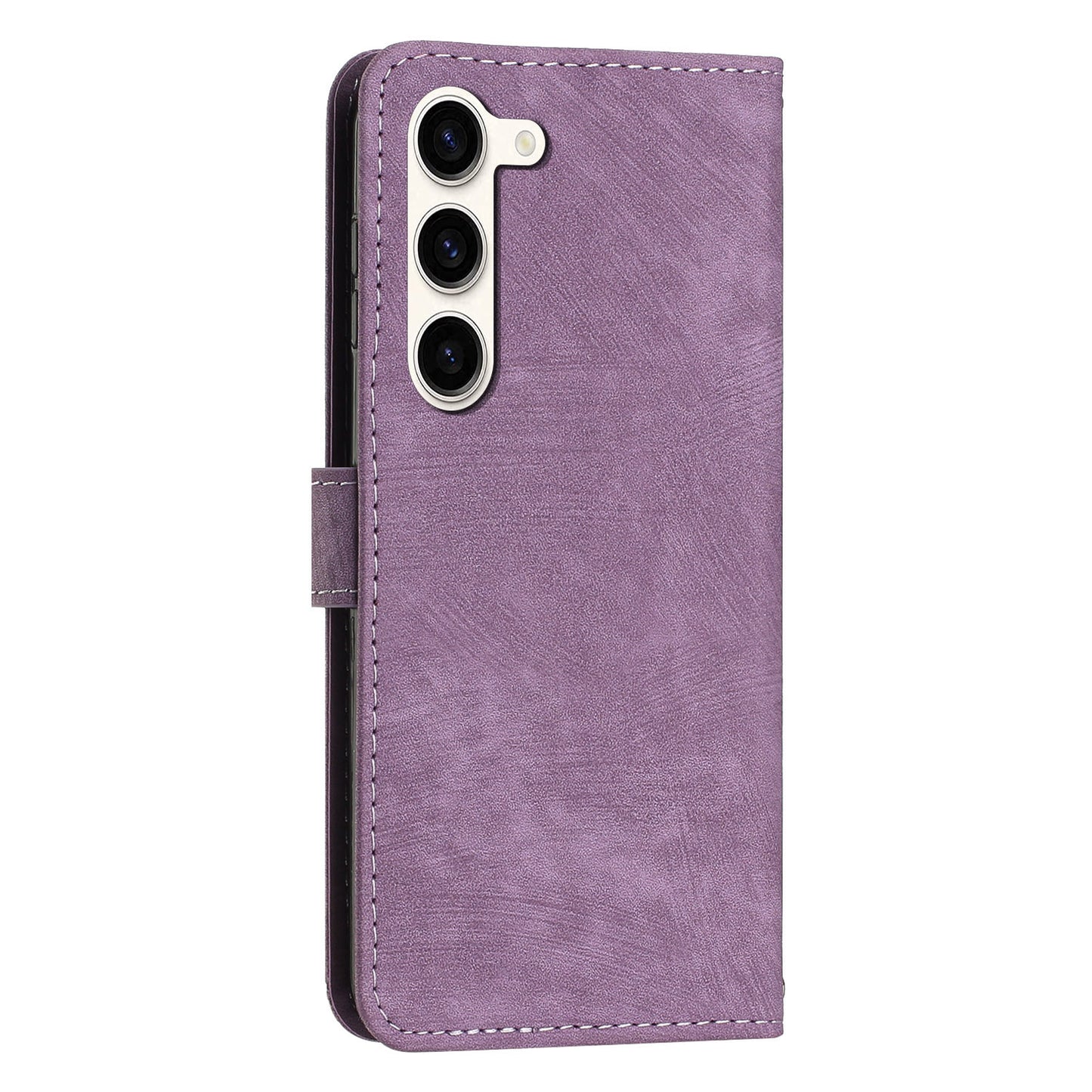 Skin-Touch PU Leather Flip Cover for Samsung Galaxy S23+ Lines Imprinted Stand Phone Case with Wallet