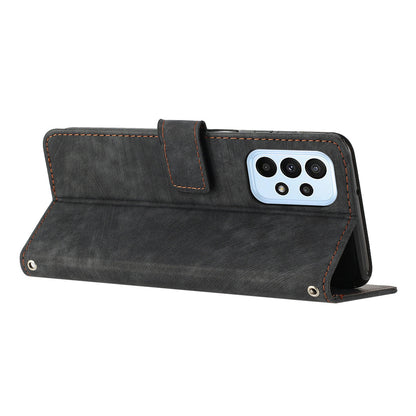 For Samsung Galaxy A52s 5G / A52 4G / 5G Lines Imprinted PU Leather Case Skin-Touch Wallet Phone Cover