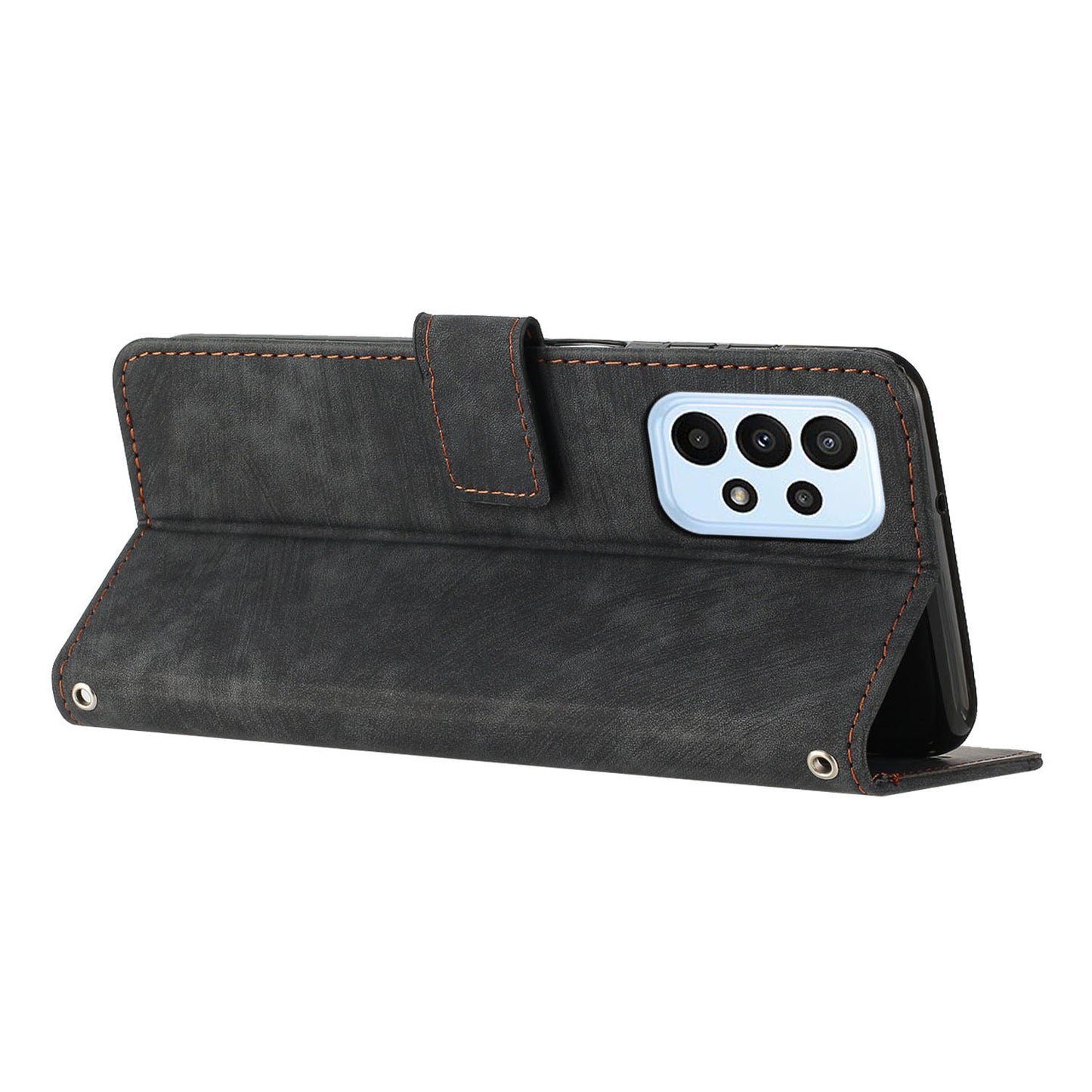 Shockproof Case for Samsung Galaxy A53 5G Skin-Touch Wallet Phone Case Lines Imprinted PU Leather Cover