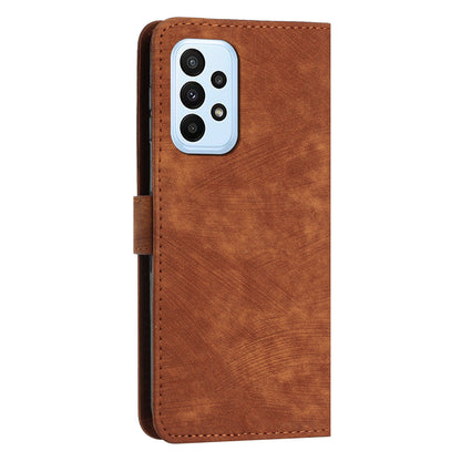 Shockproof Case for Samsung Galaxy A53 5G Skin-Touch Wallet Phone Case Lines Imprinted PU Leather Cover