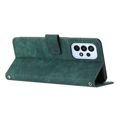 Shockproof Case for Samsung Galaxy A53 5G Skin-Touch Wallet Phone Case Lines Imprinted PU Leather Cover