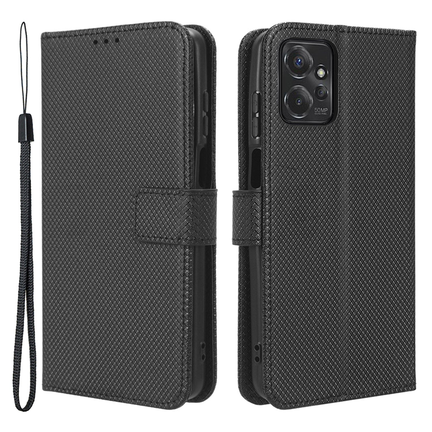 For Motorola Moto G Power 5G Stand Wallet Leather Phone Case Diamond Texture Smartphone Cover