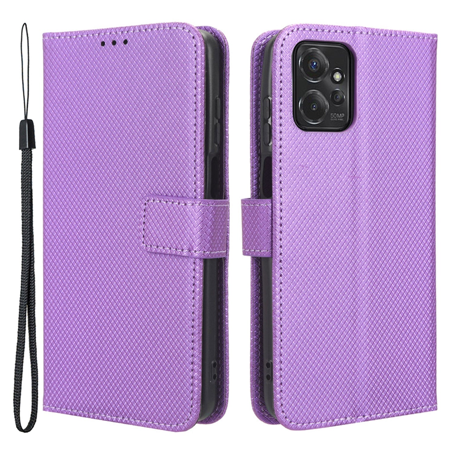 For Motorola Moto G Power 5G Stand Wallet Leather Phone Case Diamond Texture Smartphone Cover