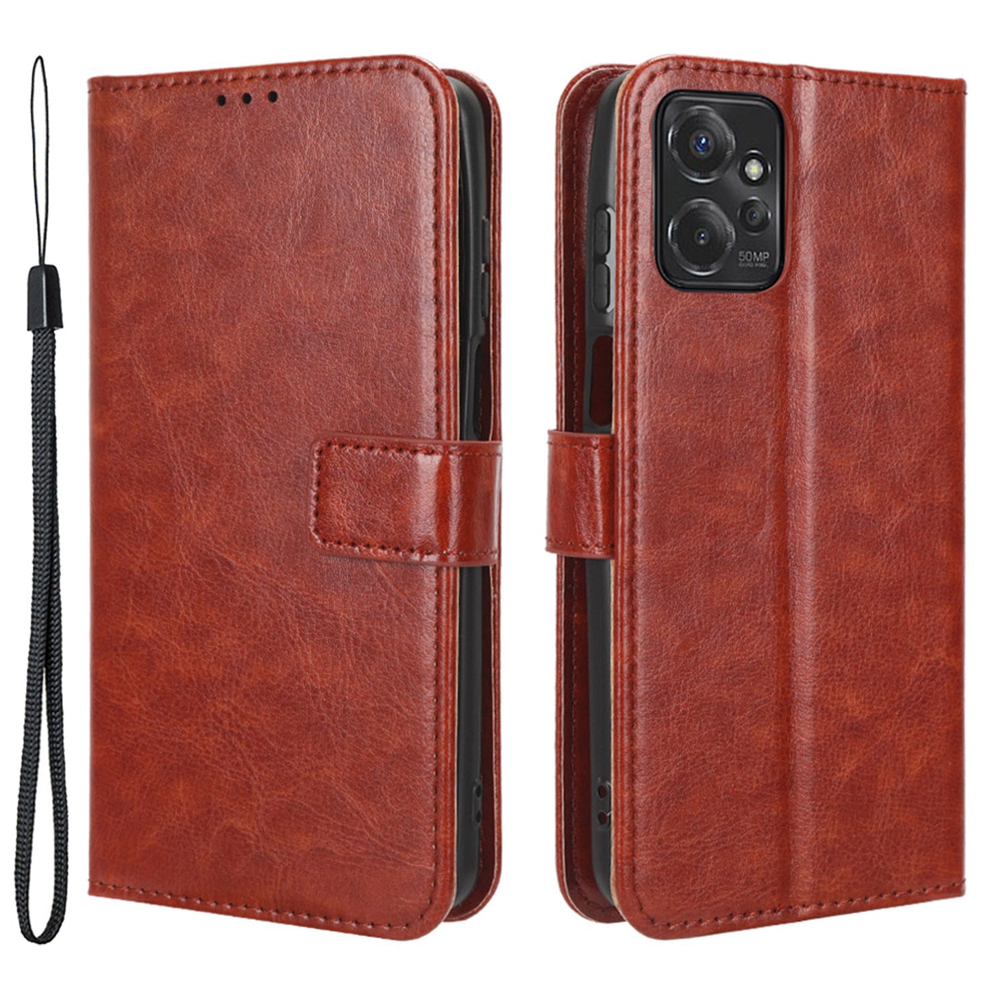 For Motorola Moto G Power 5G PU Leather Wallet Phone Case Crazy Horse Texture Stand Cover