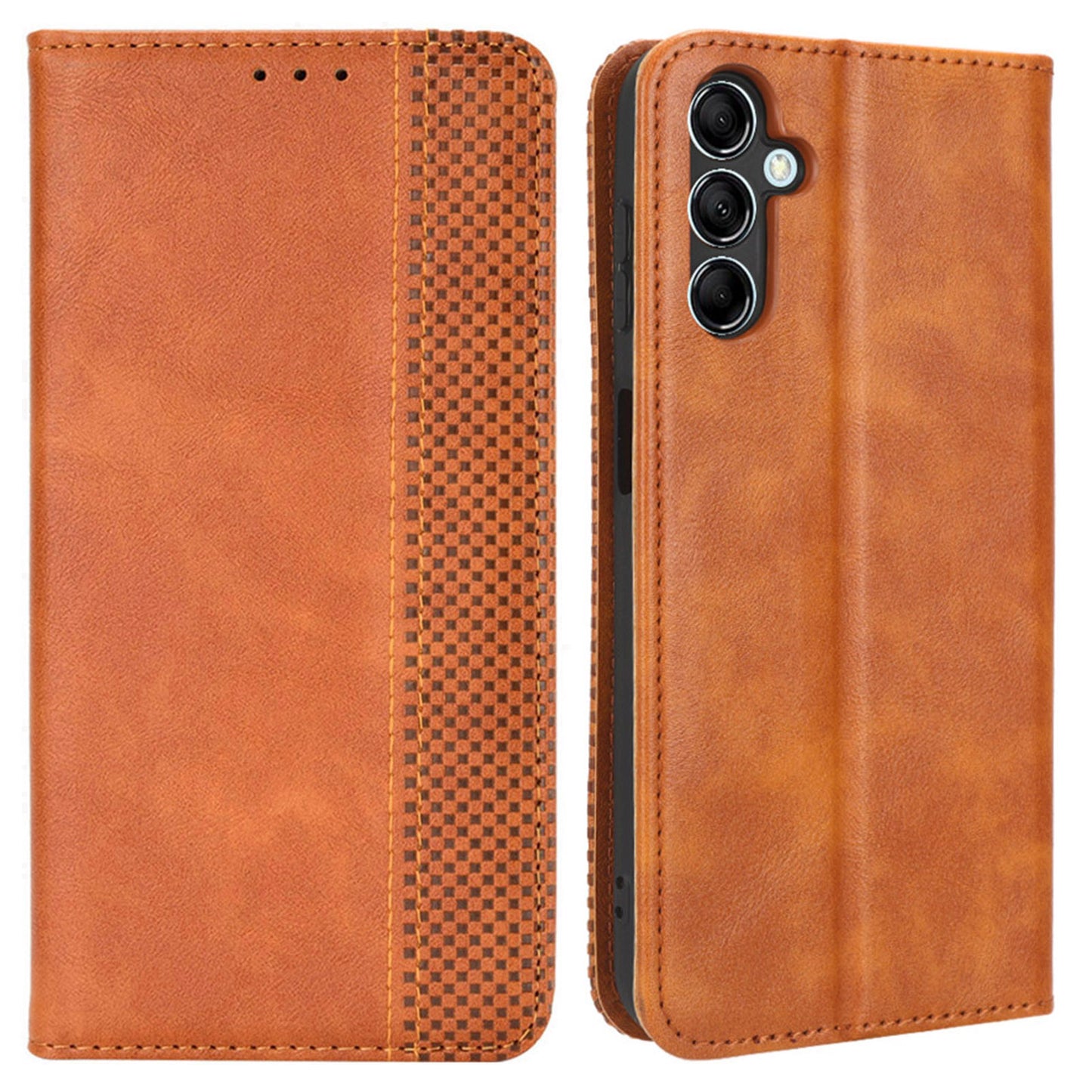 For Samsung Galaxy M14 5G Retro Phone Case PU Leather Phone Stand Wallet Protective Cover