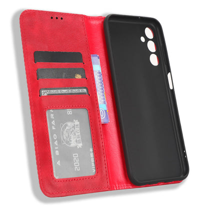 For Samsung Galaxy M14 5G Retro Phone Case PU Leather Phone Stand Wallet Protective Cover