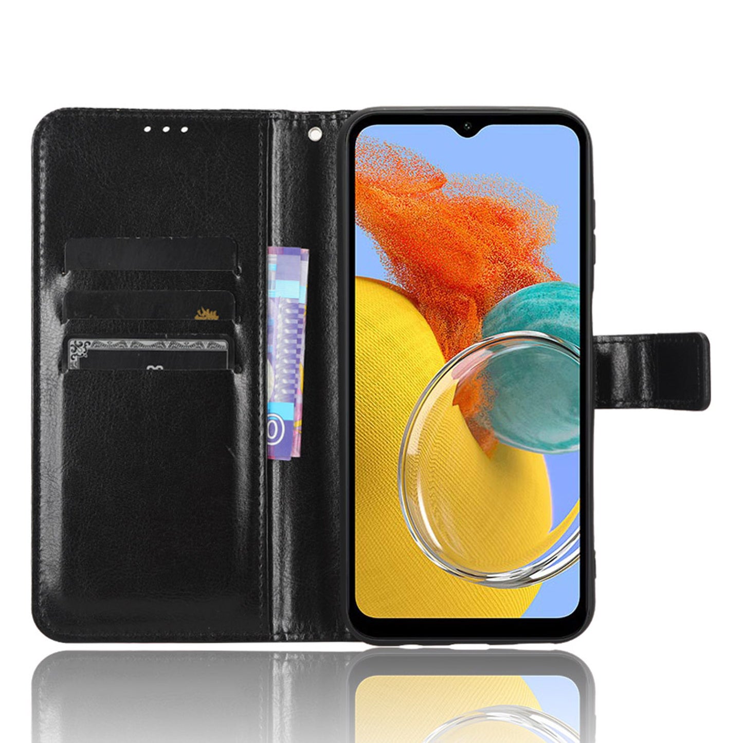 For Samsung Galaxy M14 5G Shockproof Leather Phone Case Wallet Crazy Horse Texture Phone Stand Cover