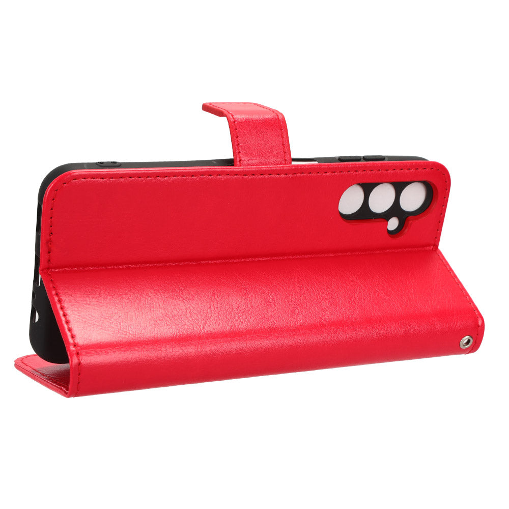 For Samsung Galaxy M14 5G Shockproof Leather Phone Case Wallet Crazy Horse Texture Phone Stand Cover