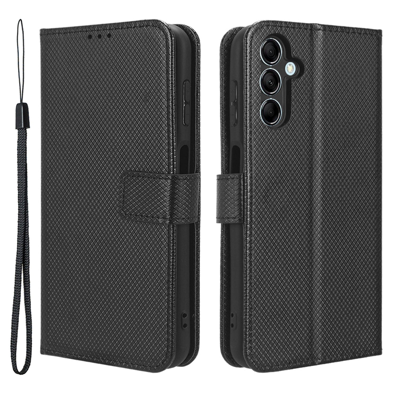 For Samsung Galaxy M14 5G Phone Leather Case Diamond Texture Stand Wallet Cell Phone Cover