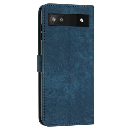 For Google Pixel 7a PU Leather Skin-touch Protective Cover Lines Imprint Wallet Stand Phone Case with 2 Straps