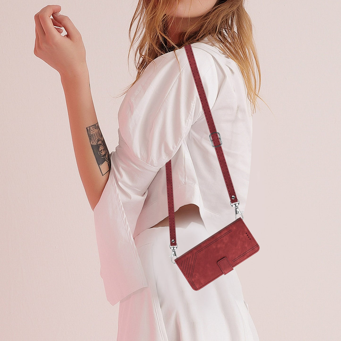 For Google Pixel 7 Pro 5G PU Leather Drop-proof Case Lines Imprint Flip Stand Wallet Phone Cover with 2 Straps