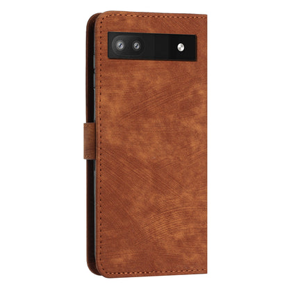 For Google Pixel 7a PU Leather Lines Imprinted Phone Case Wallet Stand Magnetic Flip Cover