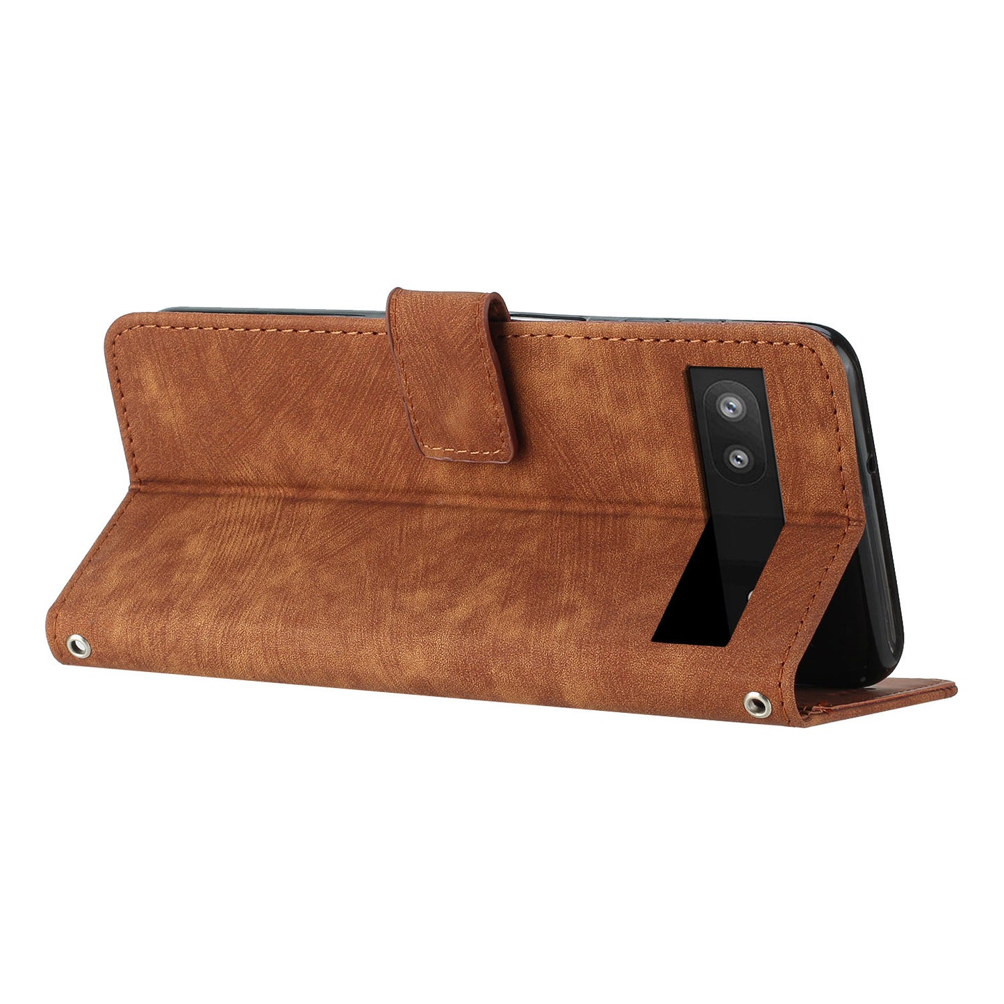 For Google Pixel 7a PU Leather Lines Imprinted Phone Case Wallet Stand Magnetic Flip Cover