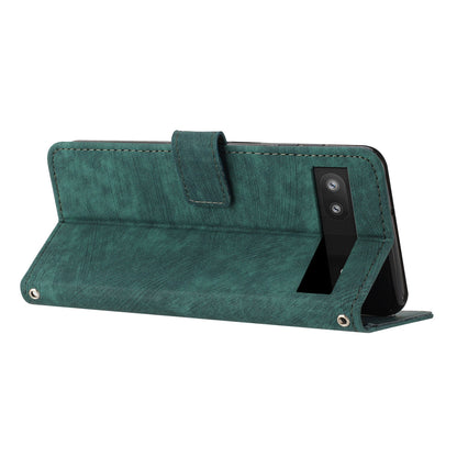 For Google Pixel 7a PU Leather Lines Imprinted Phone Case Wallet Stand Magnetic Flip Cover